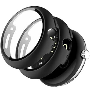 Miimall 2���Z�b�g for Google Pixel Watch 3 45mm ��̌^�P�[�X �K���X�t�B���� PC�f�� �J�o�[ �����G�b�W�^�b�` �y�� ���h�~ �ϏՌ� �S�ʕی� ���E�ȒP Google Pixel Watch3 45mm�Ή�