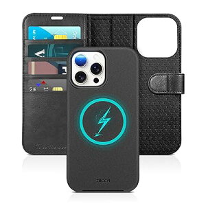 TUCCH iPhone 15 Pro Max �Ή� �P�[�X �蒠�^ 2 in 1 ������ ���O���\ �J�[�h���[ [RFID�u���b�L���O] �X�^���h�@�\ ����PU���� TPU�f�� �Ռ��z�� iPhone 15 �v���}�b�N�X �P�[�X �蒠�^ (20