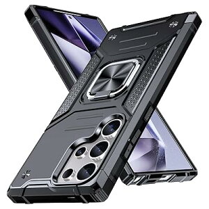 Galaxy S24 Ultra �p �P�[�X �����O�t�� �ϏՌ� �ČRMIL�K�i�擾 S24 Ultra/SC-52E / SCG26 �p �J�o�[ �����Y�ی� �����O�� TPU+PC �w��h�~ �ԍڃz���_�[�Ή� �X�^���h�@�\ �h�o ���^ �y�� ����