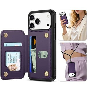 TUCCH iPhone 17Pro Max �Ή� �P�[�X �V�����_�[�X�g���b�v�t�� �w�ʃJ�[�h���[ 6.9�C���` PU���U�[ RFID�u���b�L���O 3�J�[�h�|�P�b�g �X�g���b�v�z�[���t�� ���O���s�� TPU�f�� ����~�� �Ռ��z