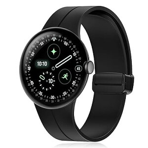 [RicYeel] ���C�t�� �V���R���o���h Google Pixel Watch 4 45mm (2025) �Ή� �����x���g Pixel Watch 4 45mm �}�O�l�b�g�t�� �����ȒP �_�炩�� �X�g���b�v �X�|�[�c �ւ��x���g (�u���b�N)
