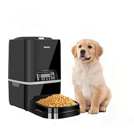 Iseebiz 自動給餌器 猫 犬 ペット 自動 餌やり機 中小型犬用 5L大容量 自動餌遣り器 2way給電 タイマー式 定時定量 1日4食 ペットフィーダー お手入れ簡単 音声録音機能 給餌器 留守番対策 ホワイト (黒)