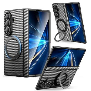 Duluqboba Galaxy Z Fold7 �Ή� �P�[�X �����O�t�� �ϏՌ� 360°��]�X�^���h �Y�f�@�ە��e�N�X�`���[ �P�[�X �q���W�ی� �c�����Ή� �B���X�^���h �}�O�l�b�g���� �����Y�ی� ���^ �y�� ��� PC�w�� 