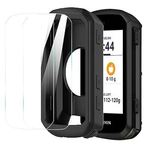 Lamshaw For Garmin edge 850�A550 �V���R�[�� �P�[�X �K���X �t�B�����t�� 2�� �㎿���n�f�� �L�Y�h�~ �J�o�[ �y�� �C�菝�h�~ �Ή� Garmin edge 850�A550 (�u���b�N-�P�[�X+2���t�B����)