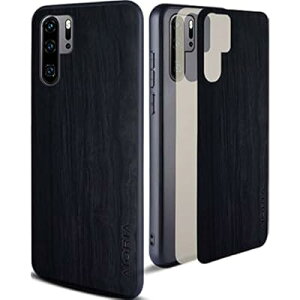 Aioria �݊�������for huawei p30 pro �P�[�X �E�b�h�p�^�[�� �X�^�C���b�V���ŏ�v�Ȍg�ѓd�b�P�[�X ���ӂ�� �ؖڕ� �ی� (Black)