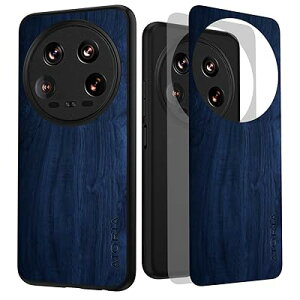 Aioria �X�}�z�P�[�X for Xiaomi 14 Ultra 5G �݊������� �E�b�h�p�^�[�� �X�^�C���b�V���ŏ�v�Ȍg�ѓd�b�P�[�X ���ӂ�� �ؖڕ� �ی� (Dark Blue)