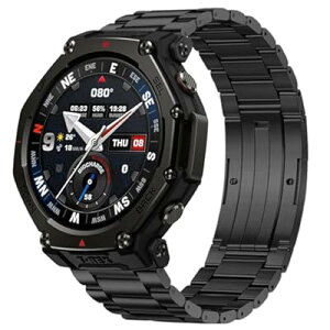 [PONATTENO] �����`�^���������E�H�b�`�o���h�݊���For Amazfit T-Rex 3 Pro 48mm�X�}�[�g�E�H�b�`�ɑΉ� �����x���g �y�ʋ������E�H�b�`�o���h �u���b�N �܂肽���݃o�b�N�� �T�C�Y�����\ �H��t��