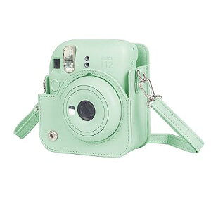 �`�F�L�P�[�X instax mini 12�p �J�����P�[�X mini12 �`�F�L �J�o�[ �`�F�L �P�[�X �V���f�� �S�ʕی� �����h�~ �g�ѕ֗� �V�����_�[�X�g���b�v�t�� PU���U�[ (�O���[��)