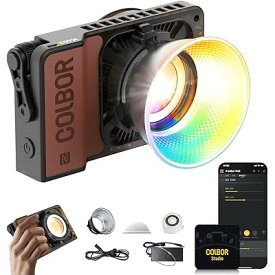 COLBOR 撮影用ライト, W60R RGBビデオライト 2700-6500K 15200 Lux コンパクト GM補正 CRI97/TLCI99 TYPE-C/DC電