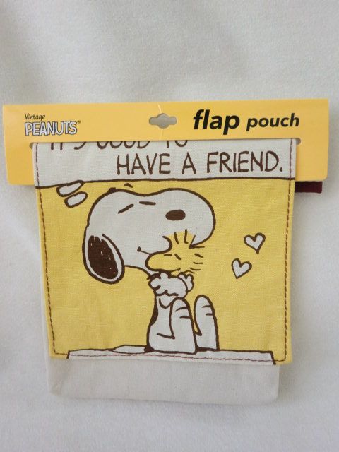 スヌーピー Snoopy 独特の素材 フラップポーチ 黄色ｘ白 評判 ポーチ