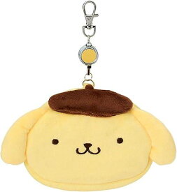 ポムポムプリン　プリン　フェイス形パスケース＆ポーチ 定期入れ リール付き