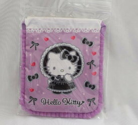 ハローキティ ラブリーフリル　巾着 ロリータ　ブラック　紫　リボン　キティ
