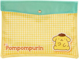 ポムポムプリン　プリン　クリアフラットケース　A5サイズ　チェック柄　書類