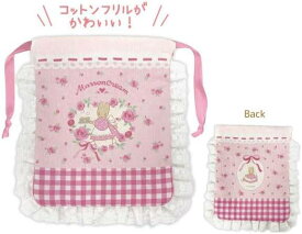 マロンクリーム フリル巾着 ピンク 巾着　NIC　花柄