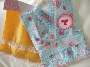 子供 浴衣 浴衣ドレス ミニ浴衣  【ここち】90cm ゆかた+帯 【水色 帯黄色】