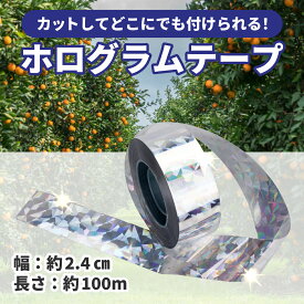 【2.4cmx100m】防鳥テープ ホログラムテープ 鳥よけ カラスよけ 鳩よけ 両面反射 キラキラ 害鳥対策 撃退 鳥よけテープ キラキラ テープ 防鳥テープ 鳥除け 鳥 鳩 ハト カラス ツバメ除け 防鳥 防獣 害鳥 鳥対策 とり対策 対策 ベランダ 畑 庭 糞害 フン害 ホログラム