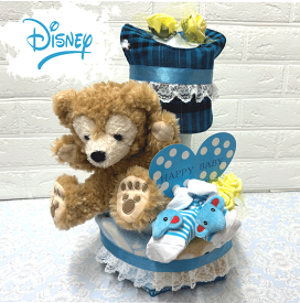 【出産祝い】【おむつケーキ　3段 】【ディズニー】【リーナ・ベル】【ダッフィー】【シェリーメイ】【ステラ・ルー】【ジェラトニー】☆555☆送料無料 名入れ即日発送オムツケーキ