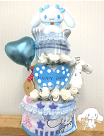 【出産祝い】サンリオ【おむつケーキ　3段 】シナモ【シナモロール】しなも　女の子☆254☆送料無料 名刺…