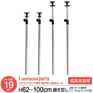 ラック パーツ 突っ張り つっぱり ポール 柱 伸縮式 ポール径19mm 4本セット 延長用 テンションポール スチールラック オープンラック メタル 収納 棚 業務用 キッチン ランドリー 洗面所 本棚