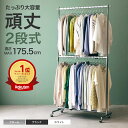 ＼6/18限定！P5倍／省スペースで圧倒的な収納力 ハンガーラック 幅100 耐荷重120kg 2段 スリム 省スペース 頑丈 キャスター付き おしゃれ コートハンガー 大容量 コンパクト 衣類ハンガー コート掛け 洋服掛け 子供 ダブル ハンガー 業務用 倉庫 白 黒 hps2-100 lih2-100