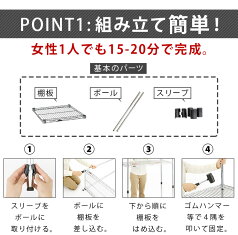 スチールラック/メタル製ラック/ワイヤーラック/システムワイヤーシェルフ3段W90×H175EL25-18903