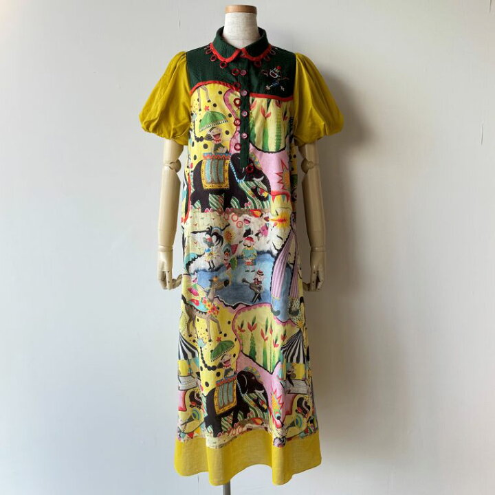 【16】【 40%OFF SALE 】 オレボレブラ OLLEBOREBLA アルベロベロ ぶたさん ビーズ刺しゅう エステルサージ ジャンスカ 2024秋 M カーキ ワイン