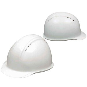 一般作業/工事用ヘルメット・ホワイト・BV-1(ABS樹脂・内装一式/通気孔あり/ワンタッチあご紐/ライナーなし)