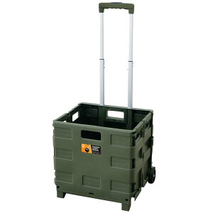 フォールディングキャリーワゴン・幅41cm×奥行33.5cm×高さ86cm(グリーン) アウトドア レジャー キャンプ 折りたたみキャリーワゴン キャリーワゴン 収納 キャスター付ワゴン 収納ケース