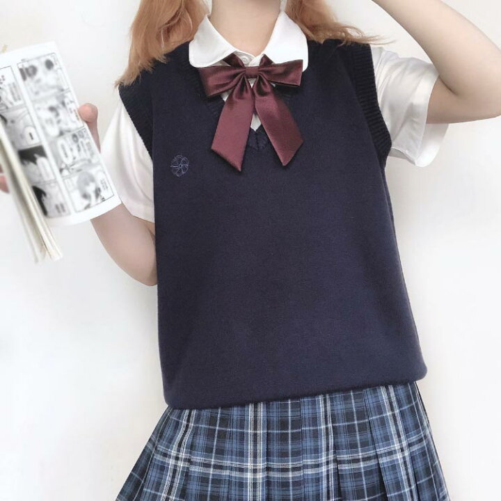 楽天市場】【送料無料】スクールベスト 刺繡 ニットベスト Vネック 春 