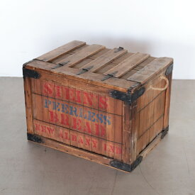 【中古】 木箱 ウッドボックス ヴィンテージ 収納 収納ボックス 木製 ステンシル アメリカ 雑貨 アドバタイジング オリジナル インダストリアル