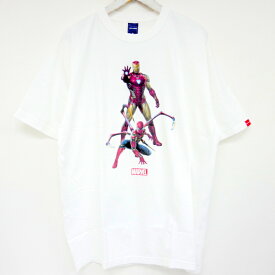 APPLEBUM×MARVEL アップルバム Iron Man&Spider Man T-shirt アイアンマン&スパイダーマン Tシャツ アベンジャーズ 原宿ポップアップ限定 MV1921104 White ホワイト 白 L【中古】