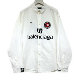 BALENCIAGA バレンシアガ by デムナヴァザリア 国内正規 LONG SLEEVE SOCCER SHIRT 長袖シャツ サッカーシャツ ナンバリング ボタンダウン 642269 TYB18 WHITE ホワイト 白 38【中古】