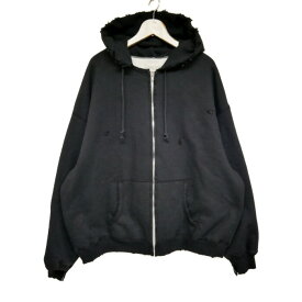 BOWWOW ビームス別注 バウワウ 国内正規 24AW FULL ZIP HARD DAMAGE HOODIE ハードダメージ加工 フルジップフーディー ジップパーカー 裏サーマル 日本製 BW242-WFZHD BLACK DAMAGED ブラック 黒 L【中古】