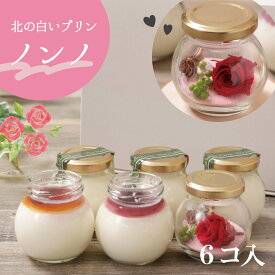 ＜お中元 ギフト＞プリン 詰め合わせ 北の白いプリン「ノンノ」（プリン 5個+お花） お取り寄せ スイーツ 北海道土産【無添加】 たまごプリン プリザーブドフラワー ドライフラワー スノードーム 夏ギフト 誕生日 プレゼント
