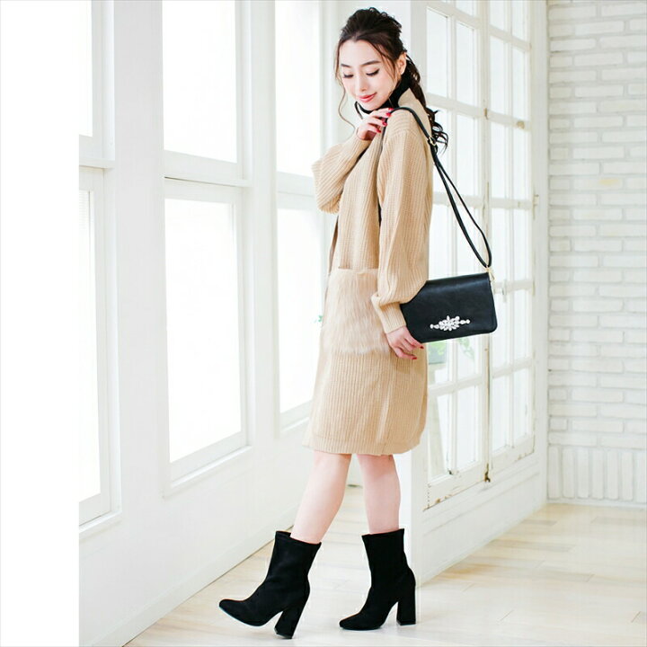 楽天市場】【ポイント5倍】ファー ポケット ロングカーディガン  