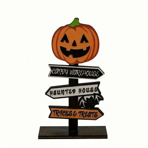 【ポイント3倍】 木製ハロウィンスタンドオブジェ カボチャ ハロウィンテーブルトップ デコレーション 多用途ホームアクセント カボチャとゴースト