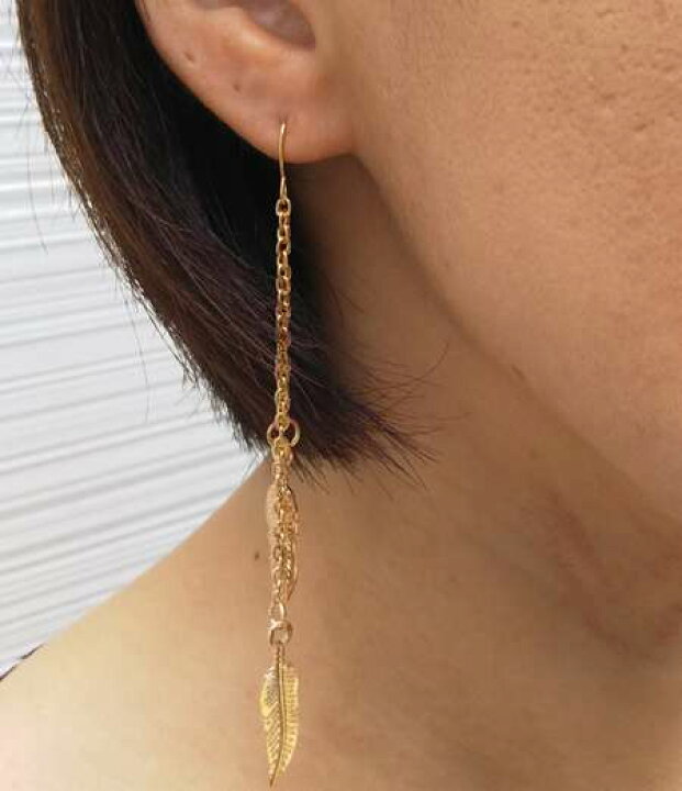 楽天市場】【ポイント10倍】 ロングチェーン リーフピアス レディース 