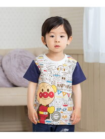 APKC/(K)モチーフいっぱい柄Tシャツ ANPANMAN KIDS COLLECTION アンパンマンキッズコレクション トップス カットソー・Tシャツ ネイビー ピンク[Rakuten Fashion]