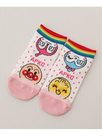 APKC/(K)さかさまフリルショートソックス ANPANMAN KIDS COLLECTION アンパンマンキッズコレクション 靴下・レッグウェア 靴下 ピンク ホワイト[Rakuten Fashion]