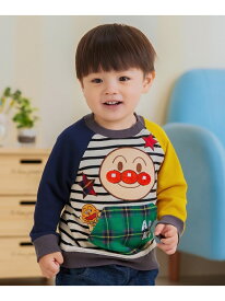 APKC/(K)袖配色ボーダートレーナー ANPANMAN KIDS COLLECTION アンパンマンキッズコレクション トップス スウェット・トレーナー グレー ネイビー【送料無料】[Rakuten Fashion]