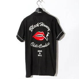 2905601 / BLACK HONEY CHILI COOKIE/KISS & KILL Embroydery S/S ShirtSS シャツ/オープンカラー/開襟/刺繍/半袖/BLACK/ブラック/黒