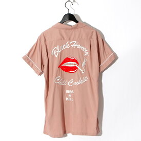 2905601 / BLACK HONEY CHILI COOKIE/KISS & KILL Embroydery S/S ShirtSS シャツ/オープンカラー/開襟/刺繍/半袖/PINK/ピンク