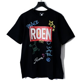 52147002/Roen/COLORFUL GRAFFITI S/S TEE/Tシャツ/半袖/ロエン/スカル/BLACK/ブラック/黒