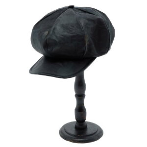 triangles hat / tgh-135 / Big Volume Bleached Leather Casquette / BLACK / �g���C�A���O���Y�n�b�g / �L���X�P�b�g / HANDMADE / �X�q / UNISEX / ���j�Z�b�N�X