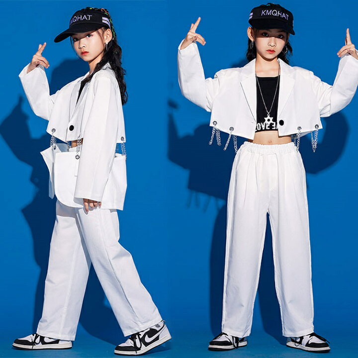 楽天市場】キッズダンス衣装 セットアップ 白 スーツ 発表会 文化祭 