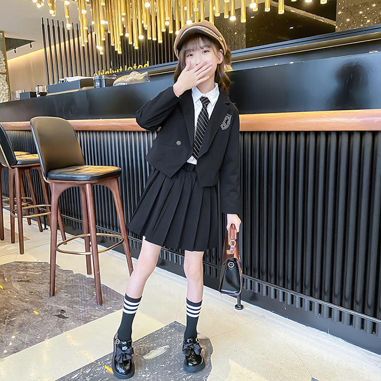 楽天市場】JK 制服 女の子 セットアップ 4点セット 黒 スーツ スカート