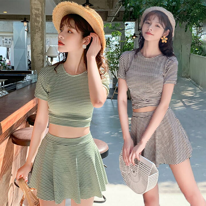 楽天市場 水着 ビキニ 韓国 小胸 レディース 水着 タンキニ 女の子 二点セット 体型カバー ビキニ セクシー 可愛い ストライプ お洒落 お腹 お尻 太もも カバーアップ パッド付き 露出控えめ 高校生 大学生 プール 海 旅行 10代 代 30代 M L Xl
