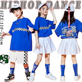 青 ブルー 半袖 白 チェック柄 短パン スカート キッズ ダンス衣装 セットアップ 男の子 女の子 おしゃれ ファッション 夏 チェック柄 トップス ハーブパンツ チア 女の子 チアガール ジャズダンス ヒップホップ 韓国 K-POP 演出服 練習着 団体服 かっこいい ストリート系