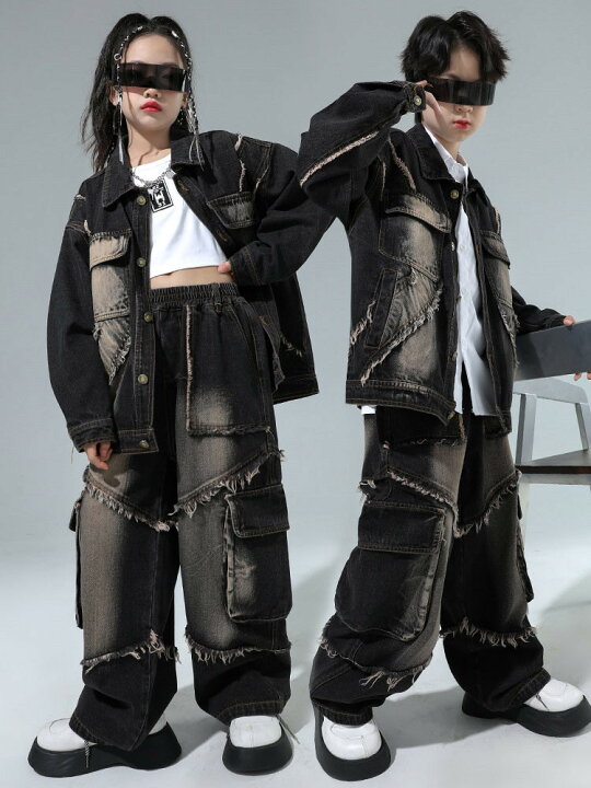 楽天市場】グレー デニム セット ジャケット キッズ ダンス衣装 