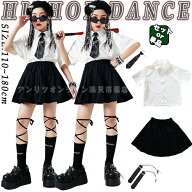 女の子 チア チアガール 韓国 k-pop キッズ ダンス衣装 セットアップ スーツセット 白 半袖 シャツ ダン…